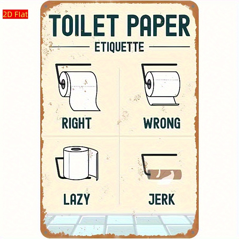 Home Bathroom Etiquette - Segnaposto in legno per carta igienica