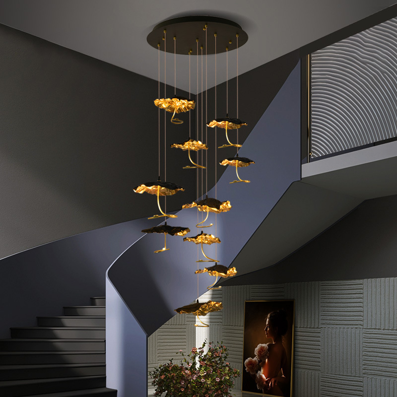 Home Bathroom Lighting Design - Lampade a Sospensione Vintage con Foglia