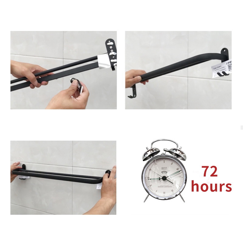Home Bathroom Accessories - ABFS Portasciugamani da Parete Nero 60