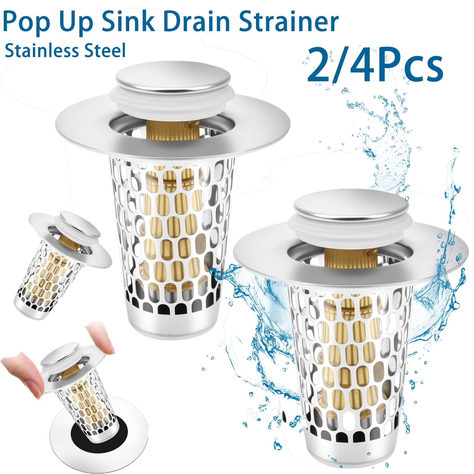 Drain Hair Catcher - 2/4Pc Pop Up Lavello Scarico Filtro