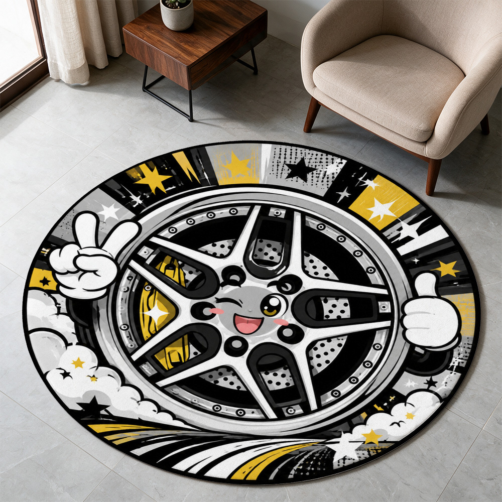 Home Bathroom Door Design - Tappeto rotondo con simpatico design a