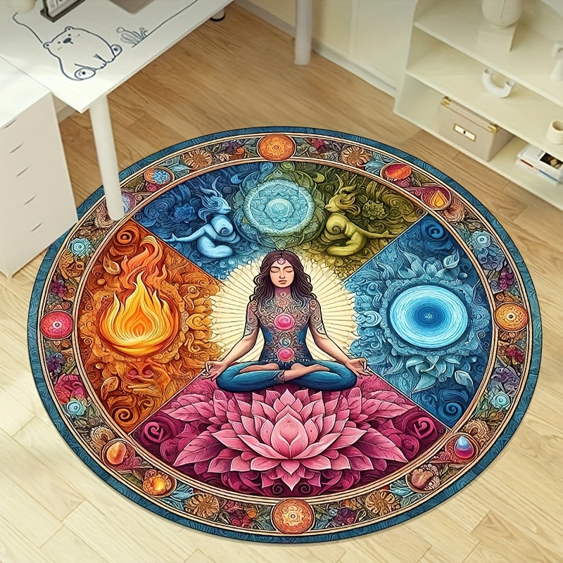Home Bathroom Door Design - Tappeto rotondo Chakra Lotus Design meridiano