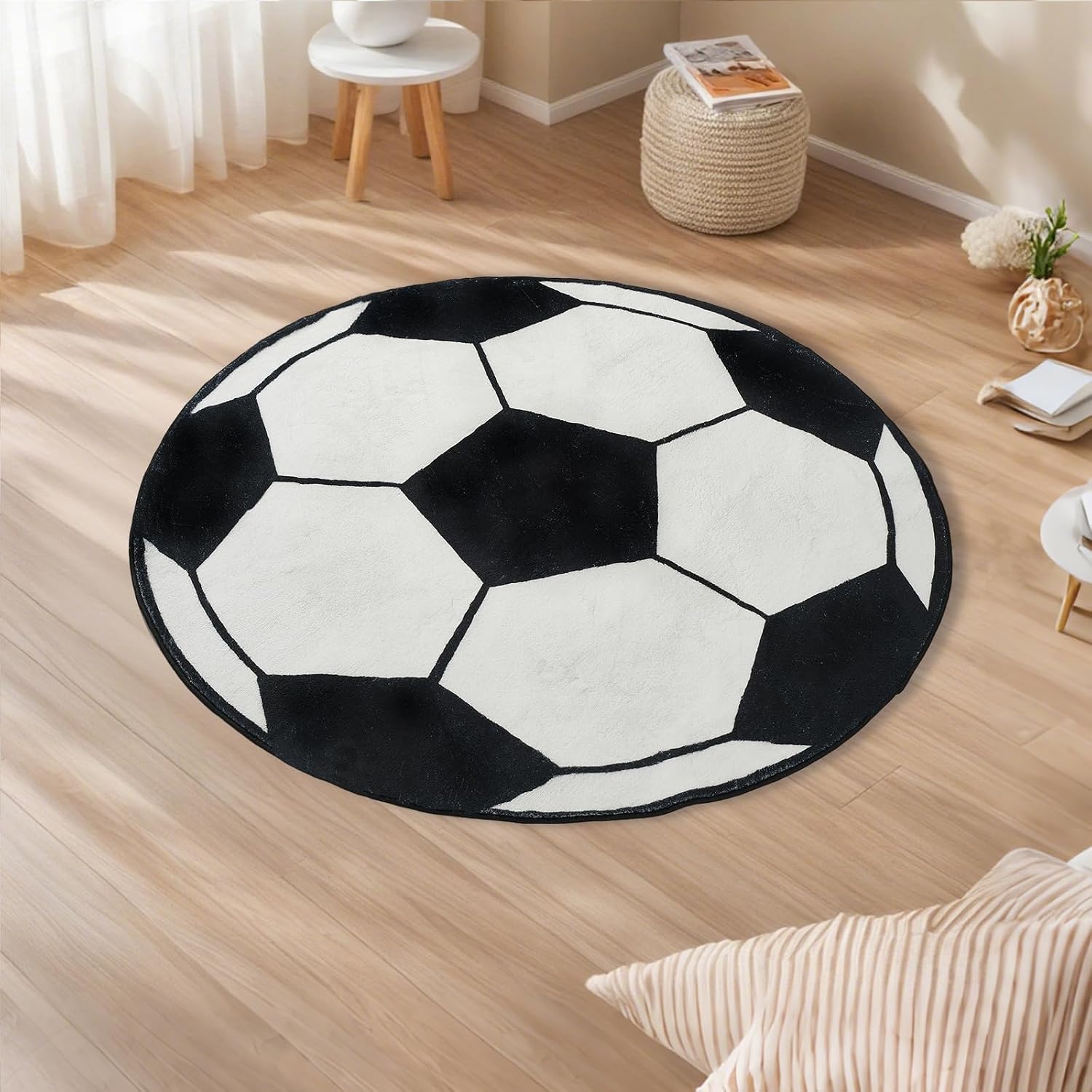Home Bathroom Door Design - Tappeto Rotondo in Peluche a Forma